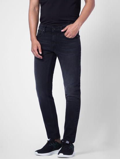 Black Low Rise Washed Skinny Jeans