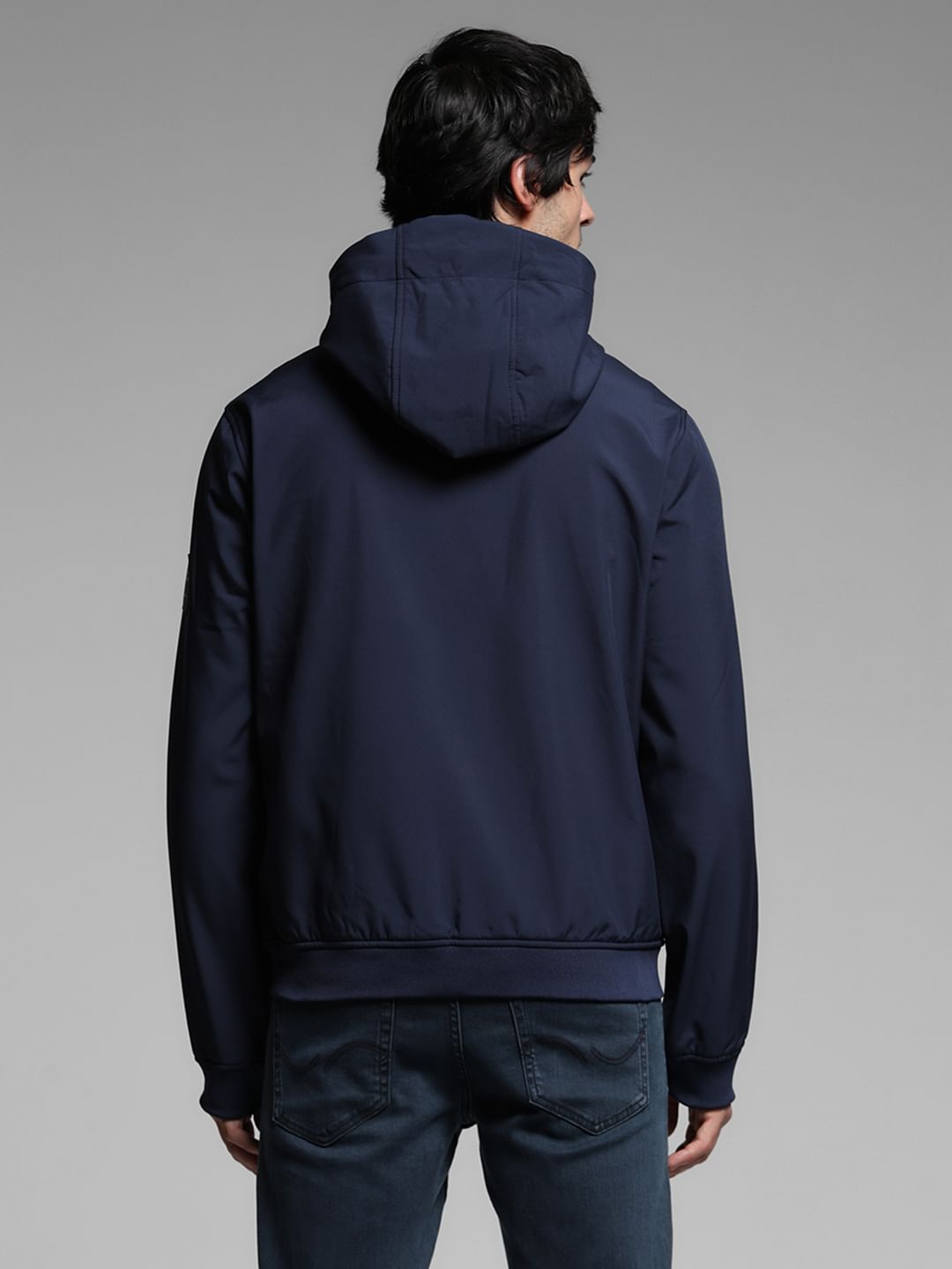 Navy Blue Softshell Hooded Windcheater