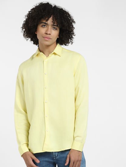 Yellow Linen Full Sleeves Shirt
