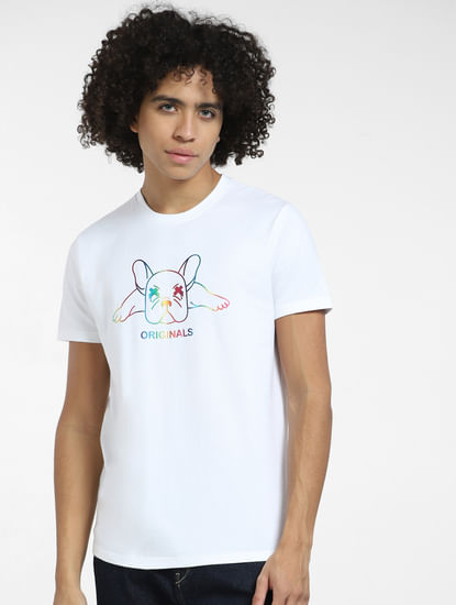 White Logo Graphic Print T-shirt