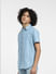 Blue Printed Short Sleeves Denim Shirt_406753+3