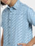Blue Printed Short Sleeves Denim Shirt_406753+5