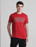 Red Logo Print Crew Neck T-shirt_415802+2