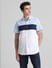 Blue Colourblocked Short Sleeves Shirt_415813+2
