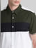 Green Colourblocked Short Sleeves Shirt_415814+5