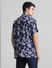 Dark Blue Floral Short Sleeves Shirt_415826+4