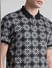 Black Abstract Print Polo T-shirt_415831+5