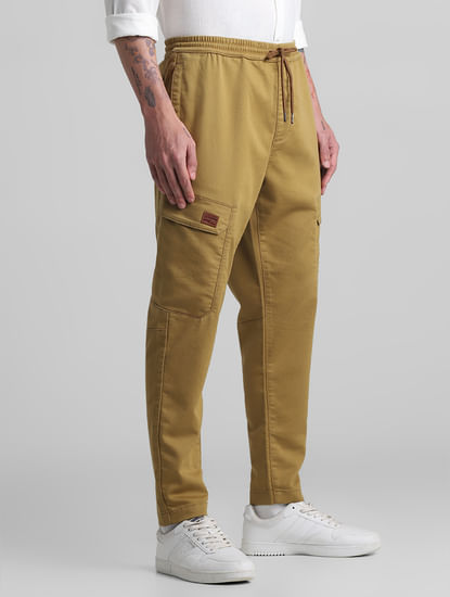 Khaki Mid Rise Cargo Pants