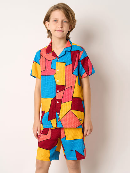 Boys Multi-Colour Abstract Print Co-ord Set Shirt