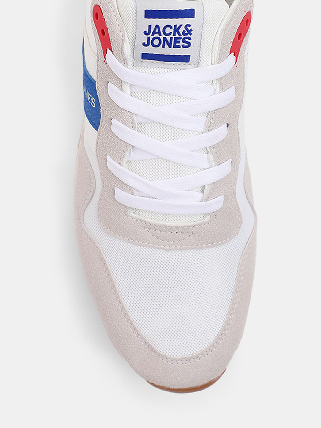 White Colourblocked Mesh Sneakers