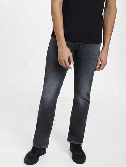 Grey Mid Rise Clark Regular Fit Jeans