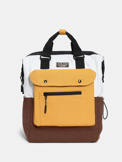 Brown Colourblocked Backpack