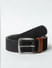 Black Perforated Detail Leather Belt_414310+2