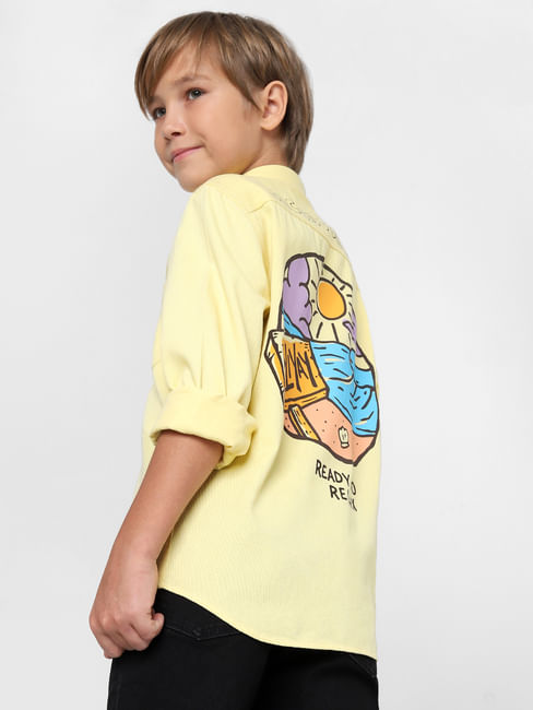 BOYS Yellow Printed Full Sleeves Shirt
