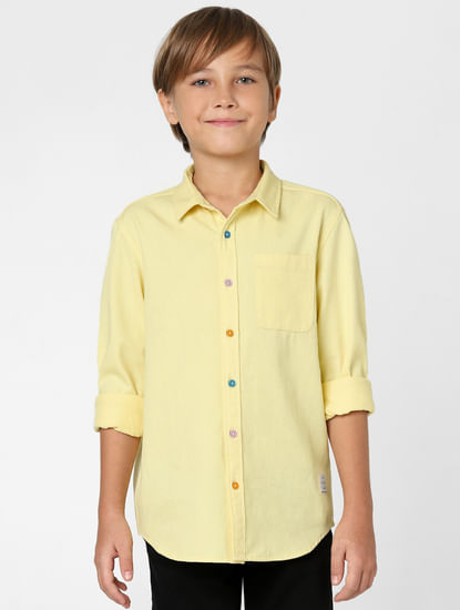 BOYS Yellow Printed Full Sleeves Shirt