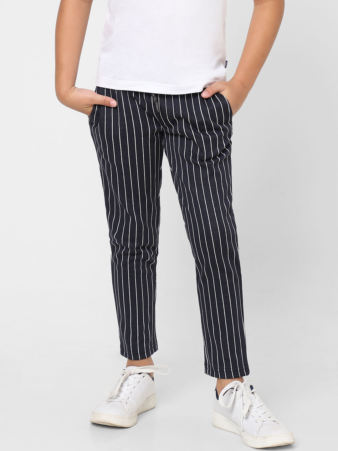 Buy Ennoble Women Black Viscose Rayon Striped Trousers  L Online at Best  Prices in India  JioMart