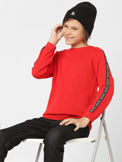 Boys Red Tape Detail Pullover