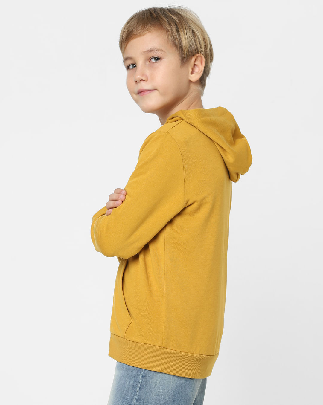 Buy Boys Mustard Zip-Up Hooded Sweatshirt Online in India at Jack ...