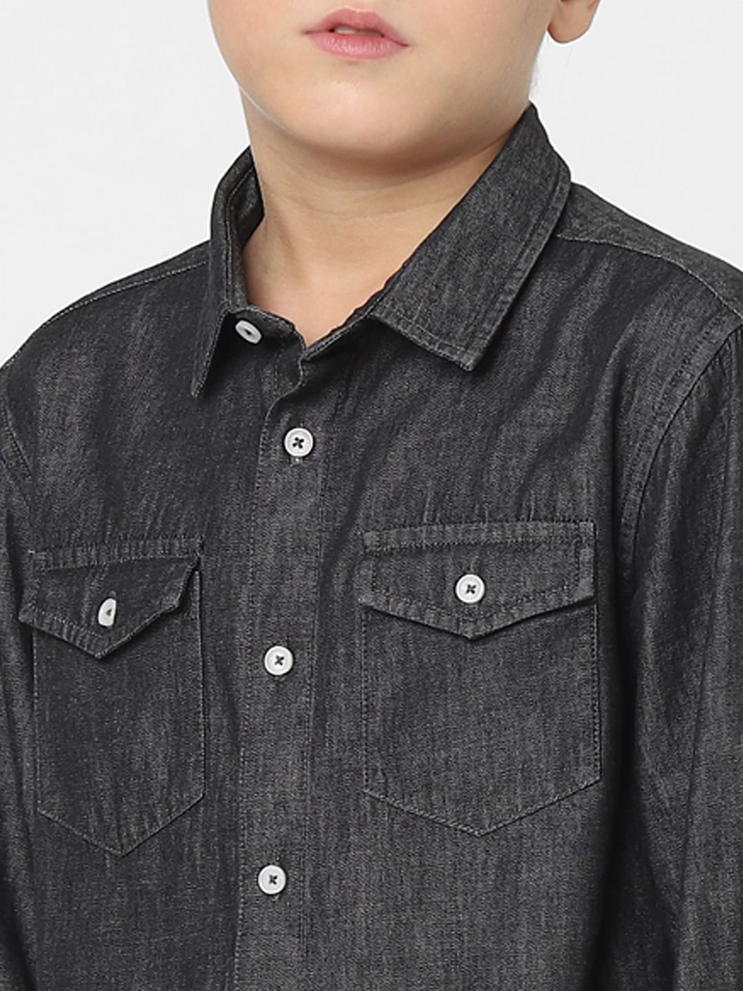 Boys black denim shirt sale