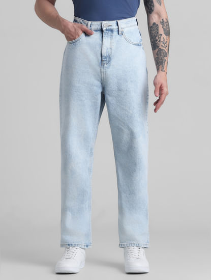 Light Blue Mid Rise Dario Loose Fit Jeans