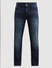 Dark Blue Mid Rise Washed Clark Regular Fit Jeans_410709+7