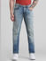 Blue Low Rise Stitch Detail Slim Jeans_410715+1