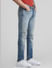 Blue Low Rise Stitch Detail Slim Jeans_410715+2
