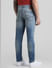 Blue Low Rise Stitch Detail Slim Jeans_410715+3