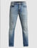 Blue Low Rise Stitch Detail Slim Jeans_410715+8