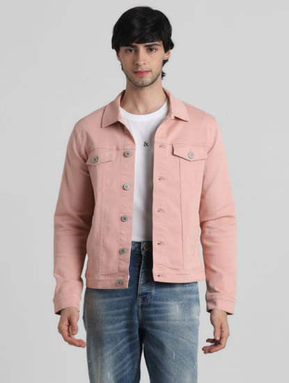 Pink Solid Casual Jacket