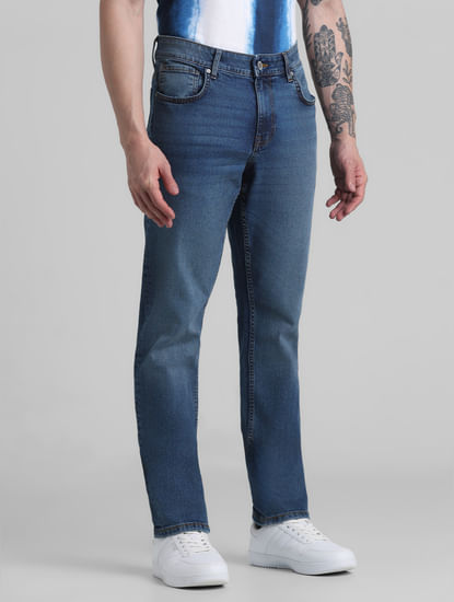 Blue Low Rise Washed Glenn Slim Fit Jeans