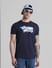 Navy Blue Printed Crew Neck T-shirt_410732+1