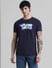 Navy Blue Printed Crew Neck T-shirt_410732+2