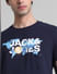 Navy Blue Printed Crew Neck T-shirt_410732+5