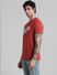 Red Logo Text Crew Neck T-shirt_410738+3