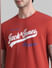 Red Logo Text Crew Neck T-shirt_410738+5