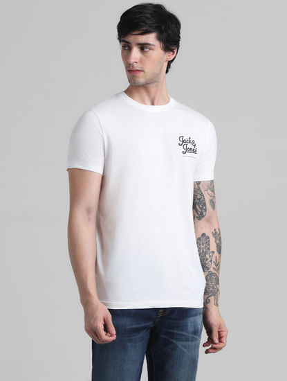 White Chest Branding Crew Neck T-shirt