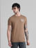 Brown Chest Branding Crew Neck T-shirt_410741+1