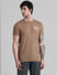 Brown Chest Branding Crew Neck T-shirt_410741+2