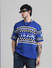 Blue Logo Text Knitted Pullover_410755+1