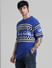 Blue Logo Text Knitted T-shirt_410755+2