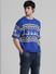 Blue Logo Text Knitted Pullover_410755+3