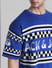 Blue Logo Text Knitted Pullover_410755+5