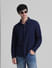 Dark Blue Jacquard Oversized Shirt_410759+1