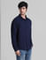 Dark Blue Jacquard Oversized Shirt_410759+2