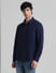 Dark Blue Jacquard Oversized Shirt_410759+3