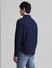 Dark Blue Jacquard Oversized Shirt_410759+4