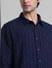 Dark Blue Jacquard Oversized Shirt_410759+5