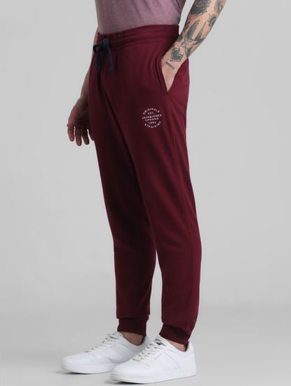 Maroon Mid Rise Knitted Sweatpants