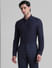Navy Blue Knitted Full Sleeves Shirt_410763+2